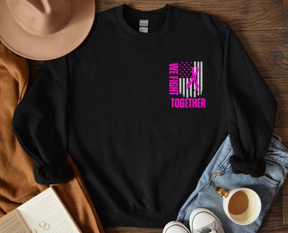 Breast Cancer Awareness Sweatshirt: Flag & Pink Ribbon Design with Inspiring Words, Breast Cancer Awareness,