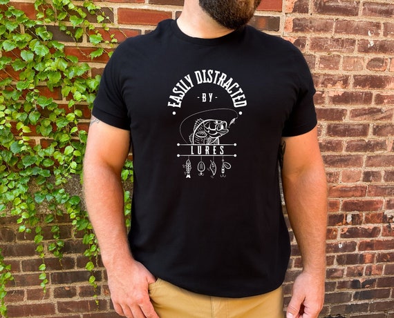 Easily Distracted By Lures: Fishing Shirt, Bass Fishing, Fisherman Shirt, Dad Gift, Outdoor Shirt, Bella Canvas, Bass Design, Fishing Lure