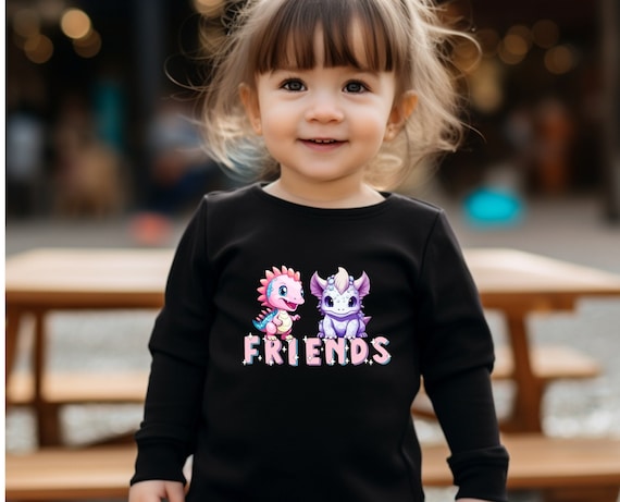 Friends Forever! Toddler Long Sleeve Shirt with Two Girl Dinosaurs - A Dino-mite Gift Idea, Dinosaurs shirt,  Animal Lovers, Toddler Shirt,