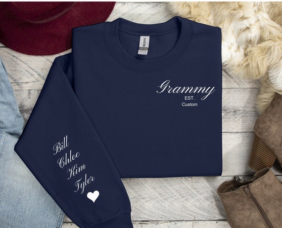 Customizable Grammy Est. Sweatshirt with Grandkids' Names - Personalized Sweatshirt, Personalized Grandma Sweatshirt