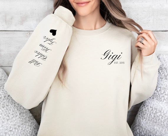 Personalized Gigi est. Sweatshirt - Add Year and Names to Create a Thoughtful Gift for Any Mom or Grandma