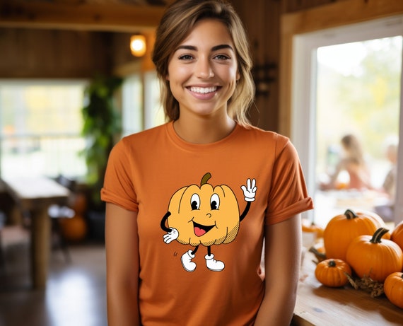 Cartoon Pumpkin Tshirt, Fall Season Shirt, Halloween Shirt, Pumpkin Tshirt, Fall Shirt, Thanksgiving Shirt, Fall Vibes, Teacher Tee, Fun Tee
