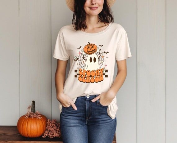 Spooky Season Shirt, Halloween Shirt, Ghost Shirt, Pumpkin Shirt, Retro Halloween, Vintage Ghost Shirt, Cute Ghost Shirt, Bat Shirt