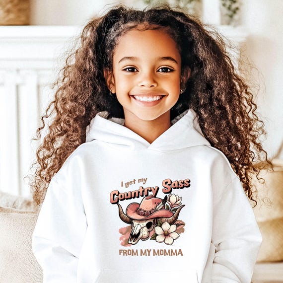 Sassy Country Youth Hoodie - Perfect Gift for Daughter, Western Cowgirl Skull Sweater