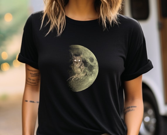 Gothic Owl Moon T-Shirt: Owl Shirt, Moon Shirt, The Owl House, Gothic Inspired, Nature Lover,  Owl Lover, Majestic Animals,