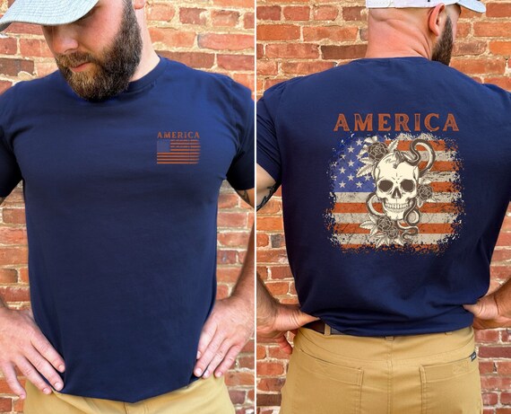 Snake and Skull American Flag Shirt- America Shirt, Patriotic Shirt, Love America, Freedom Shirt, Patriotic Gift, American Flag, USA Shirt