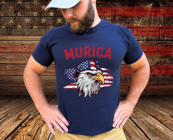Patriotic Murica T-shirt, 4th of July Shirt, Independence Day, Hawk Shirt, American Flag Tshirt, Usa Tee, Freedom Shirt, BBQ Shirt