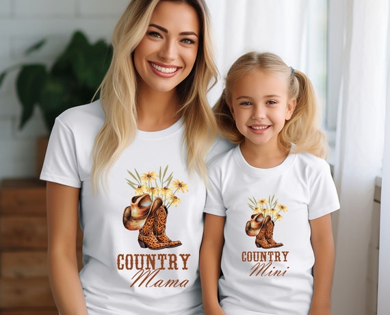 Country Cowgirl Mama and Mini Matching Shirts, Mommy and Me Tshirt, Mama Shirt, Mini Tee, Matching Shirts, Mom and Daughter Shirts