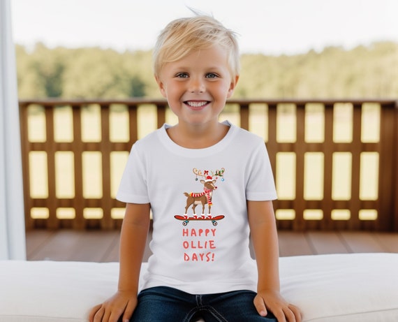 Skateboarding Reindeer Festivity: Happy Ollie Days Christmas Youth Or Toddler  Shirt, Christmas Tshirt