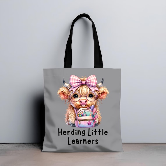 Cute Cow Tote Bag for Teachers, Fun School Bag for Kids, Unique Gift for Educators, Perfect for Back to School, Herder Gift