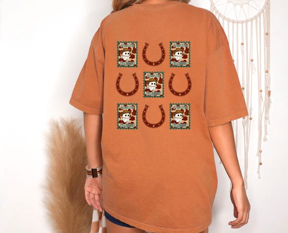 Ghostly Outlaw Front & Back Print, Cowboy Ghost T-Shirt, Western Halloween Tee, Fall Spooky Season Cowgirl-Cowboy Shirt, Trick or Treat Tee