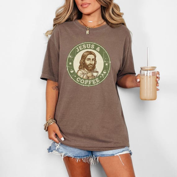 Jesus & Coffee Shirt, Coffee Weather Sweatshirt, Christian Graphic Tee, Autumn T-Shirt, Gift for Her,  Coffee Lovers Sweatshirt