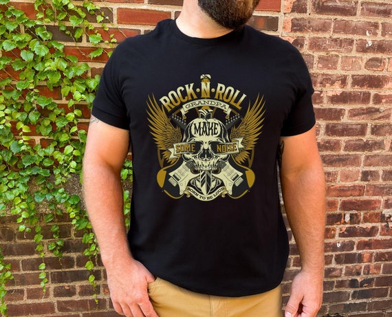 Rock and Roll Grandpa T-Shirt, Skull Guitar Tee, Music Lover Gift, Bella Canvas Shirt, Grandfather Present,