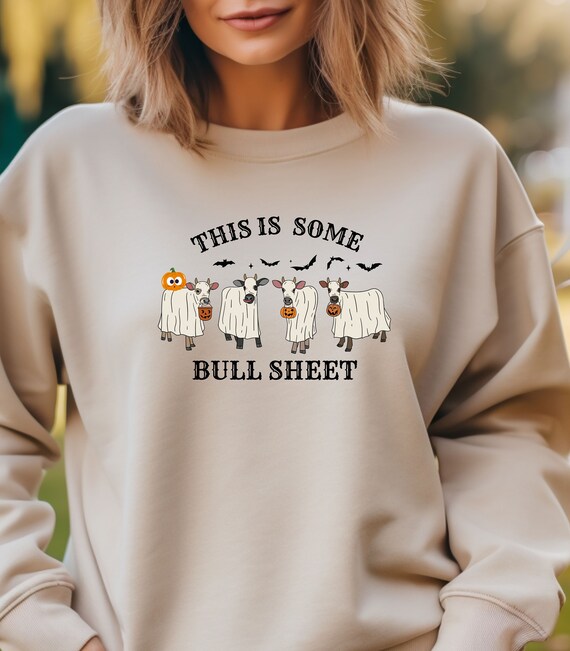 Bull Sheet Sweatshirt Pumpkin Shirt, Fun Halloween Cow Shirt, Western Cow Shirt, Cow Lover Shirt, Halloween Farm Shirt, Halloween Sweater