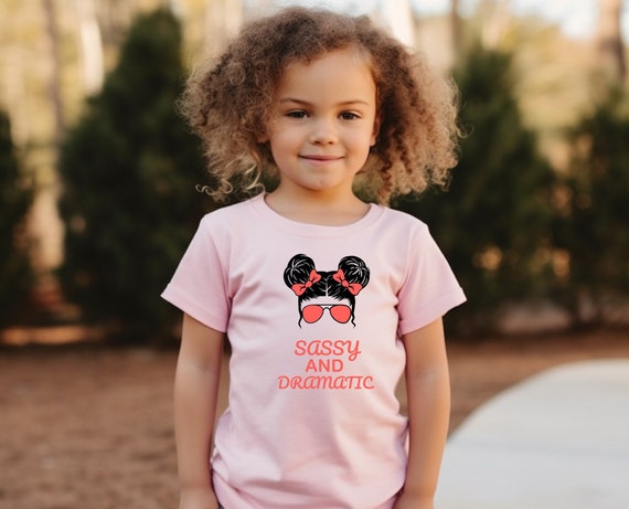 Sassy and Dramatic Messy Bun Girl Kids T-Shirt by Bella Canvas - Fun and Trendy Children's Tee