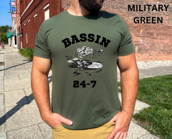 Bassin 24-7:  Bass Fishing, Fishing Shirt, Dad Gift, Dad Shirt, Fisherman Shirt, Fish Lover, Fishing Rod, Father's Day Gift, Bass Design