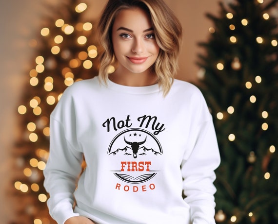 Rustic Cow Skull Sweatshirt - Mountain Landscape - Not My First Rodeo, Cow Sweatshirt, Cow Lovers, Rodeo Shirt