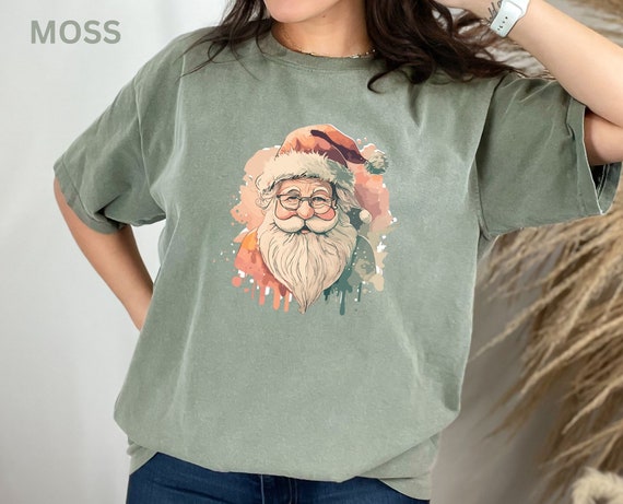 Vintage Watercolor Santa Tshirt