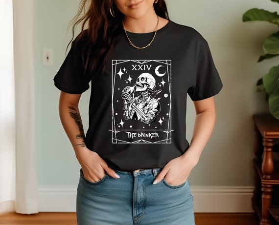 Tarot Card Shirt, Skeleton Shirt, Skull Shirt, Beer Shirt, Moon Shirt, Star Shirt, Comfort Colors, Tarot T-shirt, Skeleton Tarot, Unique Tee