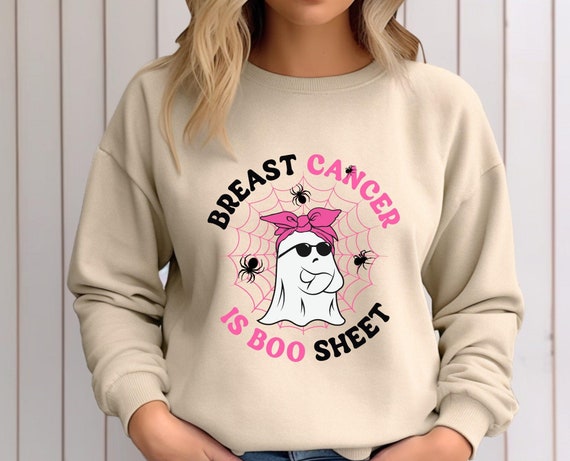 Spooky Breast Cancer Sweatshirt, Ghost Sweater, Halloween Sweatshirt, Breast Cancer Awareness, Spooky Season Shirt, Cancer Squad Shirt