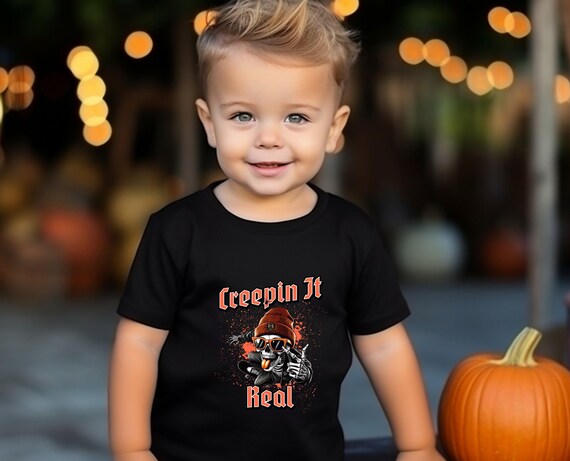 Creepin' It Real Kids Halloween Shirt, Halloween Shirt, Trick or Treat, Skeleton T-shirt, Spooky Season, Halloween Party, Skull Shirt