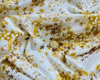 Floral linen look 100% Cotton Lawn Fabric 56" Wide By the Yard