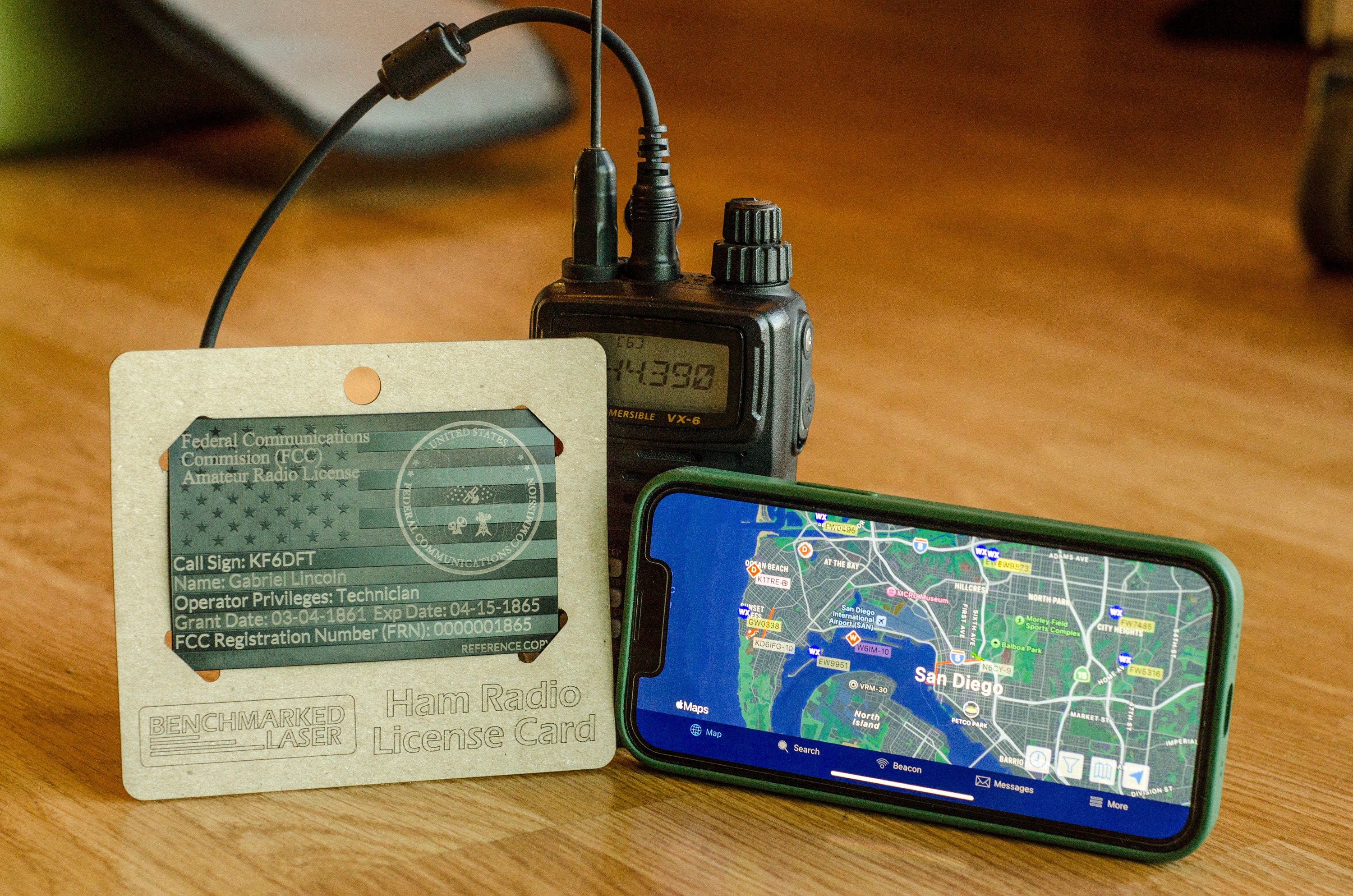 Ham Radio Card ID, Gift for Ham, License, Multi-layer, Reference