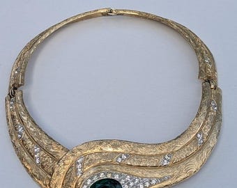 Vintage 1980&#39;s Faux gold Rhinestone Necklace
