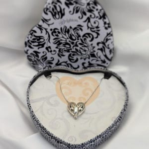 Brighton “Lacrima” Heart Necklace – Style JN2842 – Silver Scroll Pendant with Pearl Center – Original Tin & Tag image 12