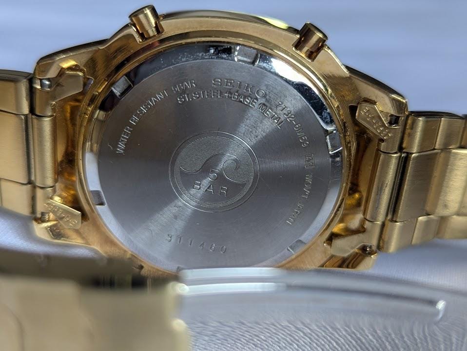 Vintage Seiko 7T32-6M59 Men's Gold Tone Alarm Chronograph Watch - Etsy