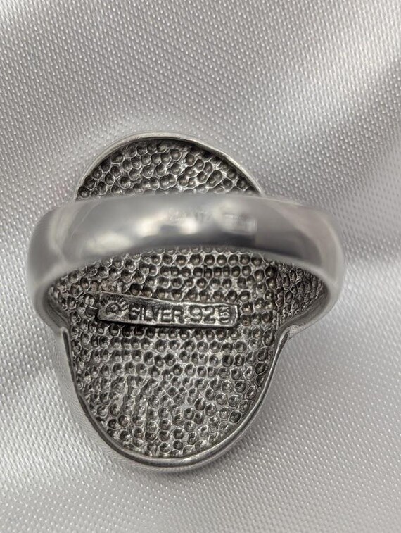 Sterling Silver Mosaic Ring, Iridescent Tile & Pi… - image 5