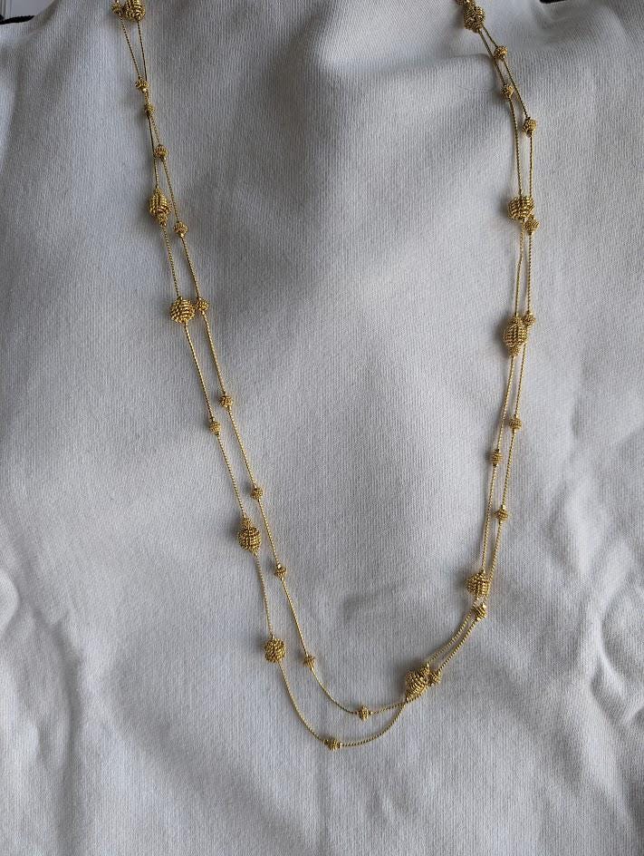Vintage Anne Klein Multi-strand Gold-tone Mesh Bead Necklace