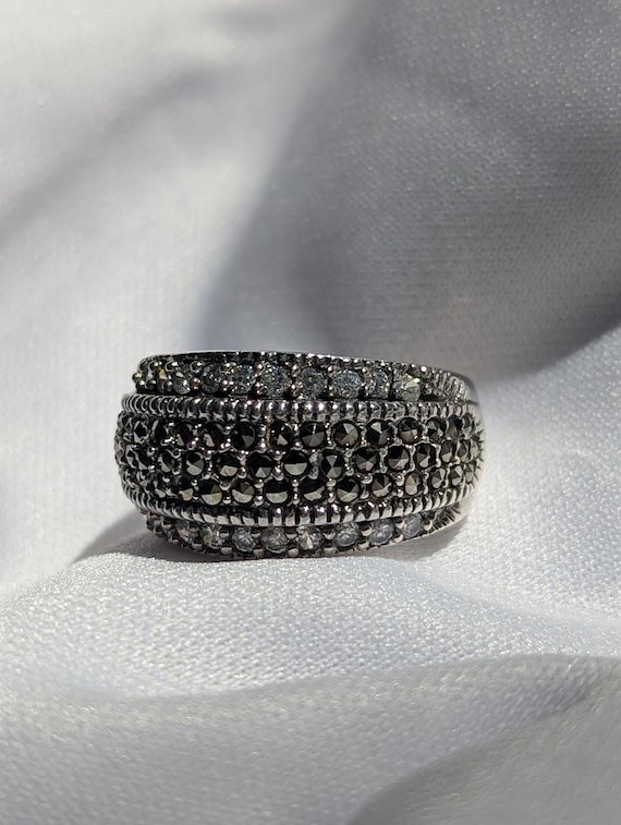 Marcasite and CZ Statement Ring - image 1
