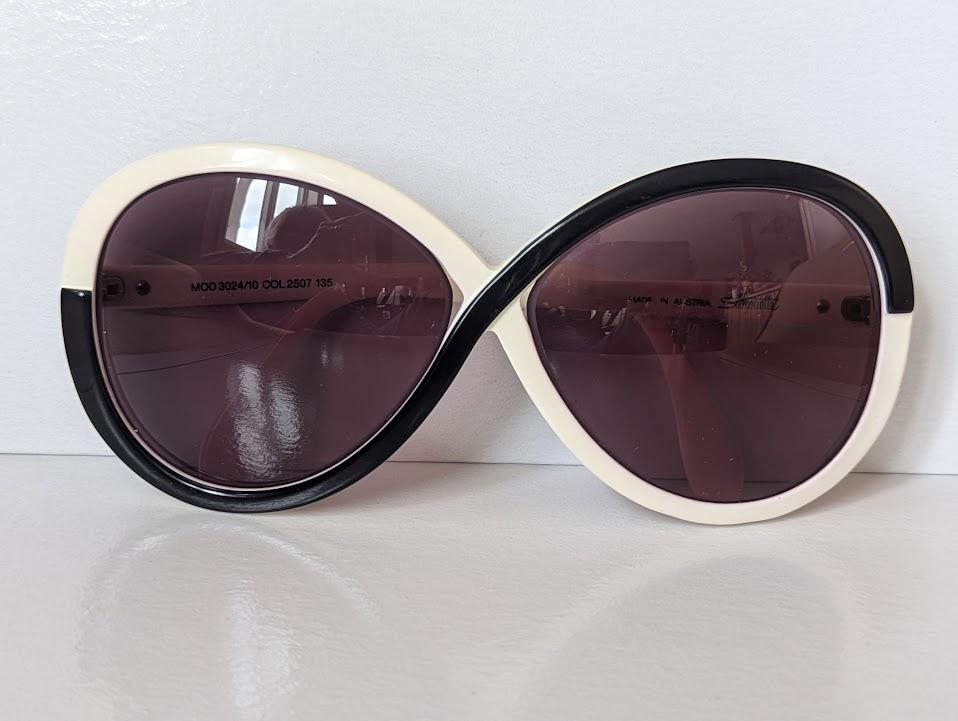 Vintage 1980’s Silhouette Sunglasses, Black & White Colorblock, Mod 1180 Austria Silhouette | vintage sunglasses - Gem main image 2