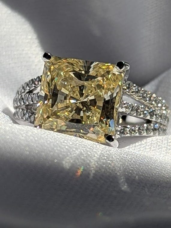 Square Canary CZ Statement Ring - image 10
