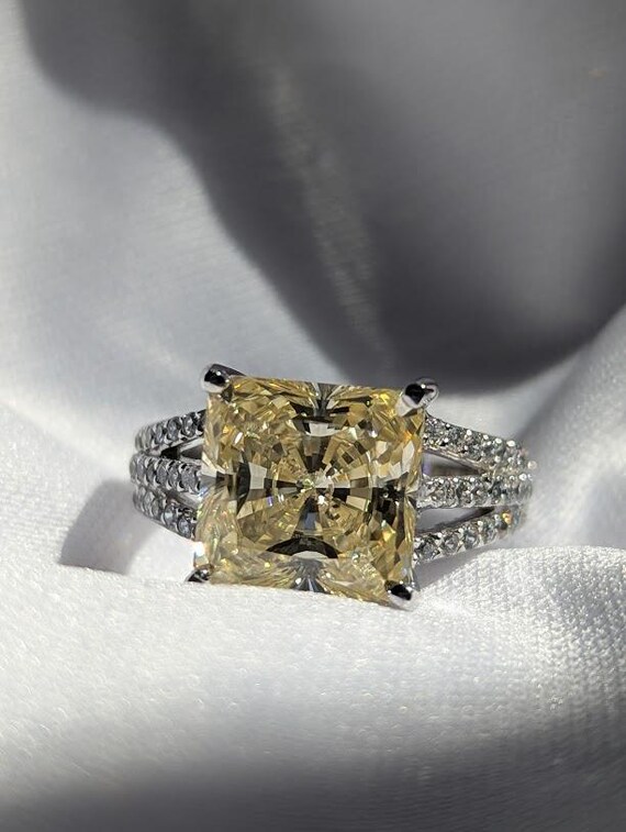 Square Canary CZ Statement Ring - image 1