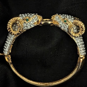 Vintage Double Rams Head Bangle Bracelet