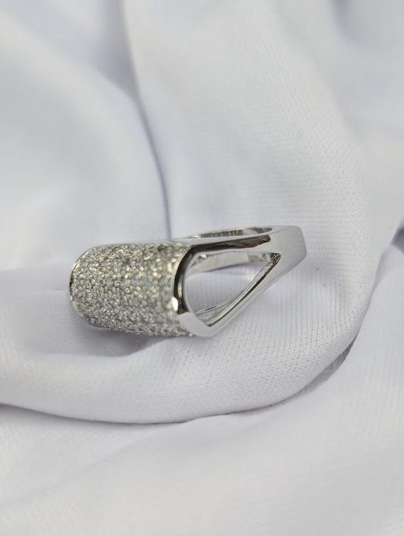 Contemporary CZ Statement Ring - image 3