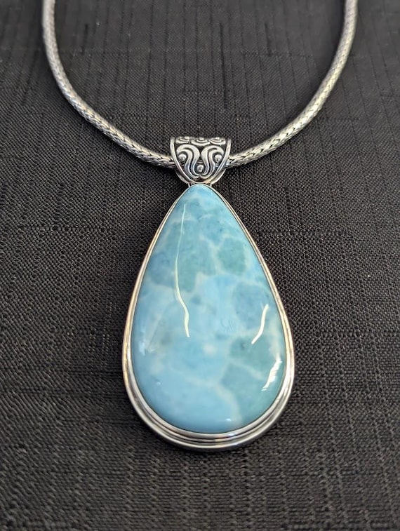 Larimar Gemstone Pendant | 925 Sterling Silver | … - image 1
