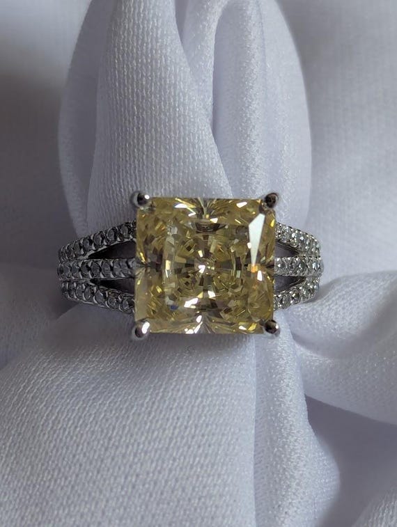 Square Canary CZ Statement Ring - image 6