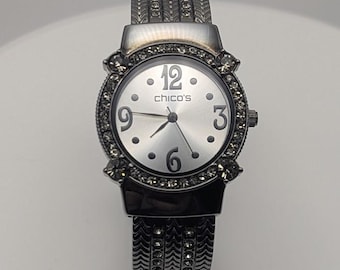 Chico\'s Silver Glitter Quartz Cuff Watch Chico main image 3