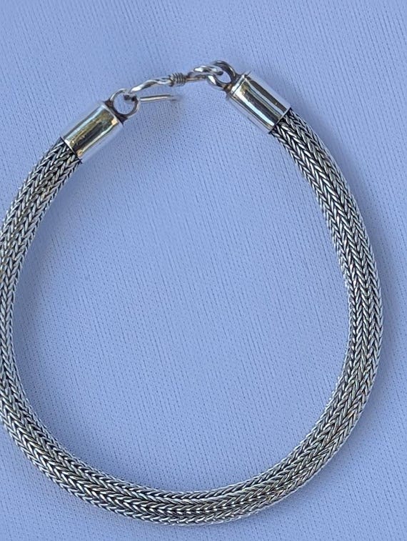 Timeless Weave: Vintage  Solid Sterling Silver Br… - image 6