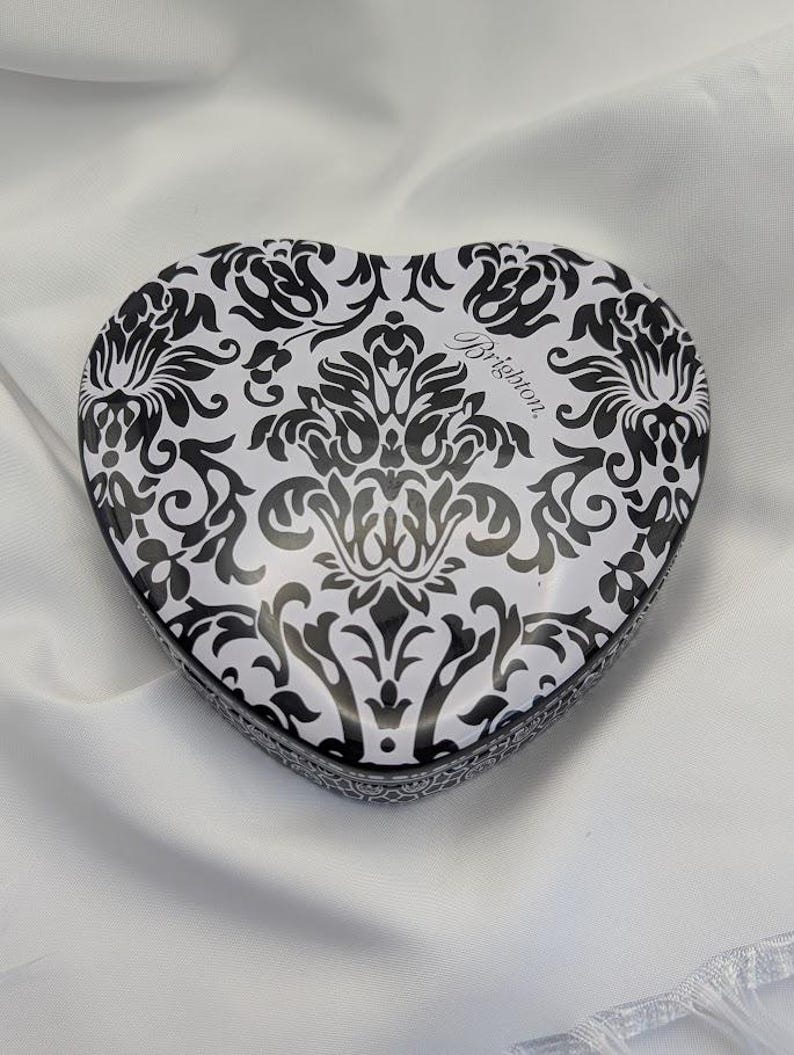 Brighton “Lacrima” Heart Necklace – Style JN2842 – Silver Scroll Pendant with Pearl Center – Original Tin & Tag image 6