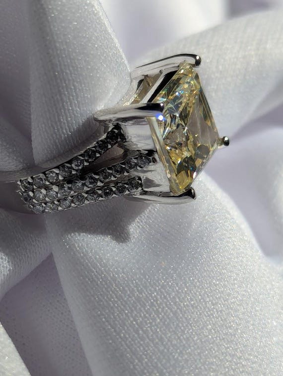 Square Canary CZ Statement Ring - image 3