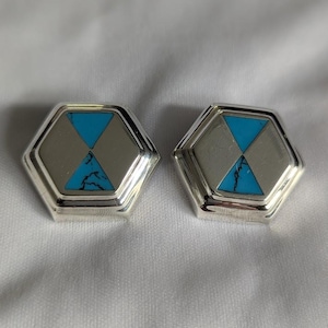 Vintage Taxco TF-72  Turquoise and 925 clip on Earrings