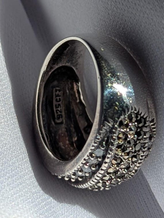 Marcasite and CZ Statement Ring - image 3