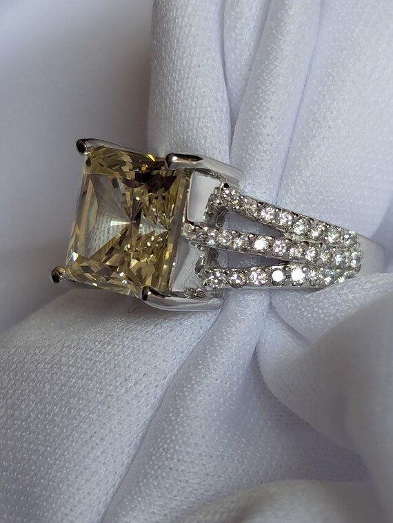 Square Canary CZ Statement Ring - image 5