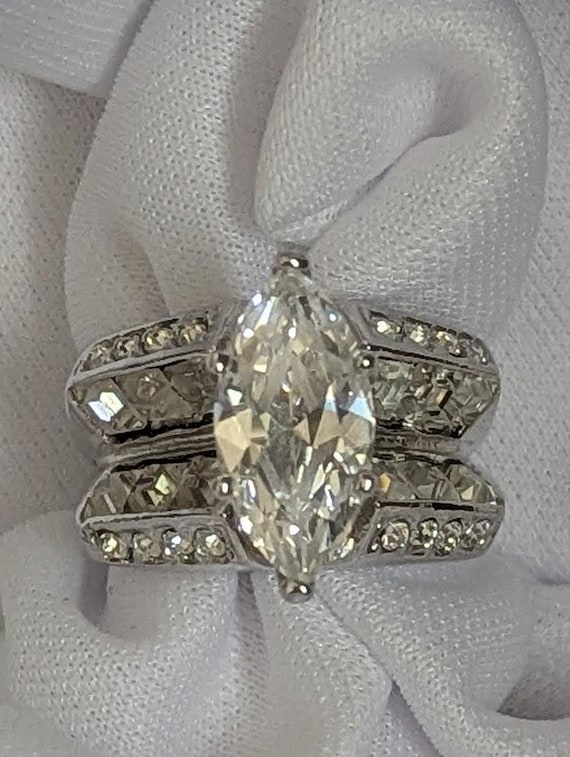 Marquise cut CZ Statement Ring - image 1