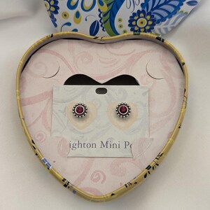 Brighton Mini Post Earrings – Red Crystal Studs with Original Heart Tin – Silver Tone Rope image 8