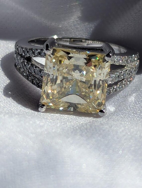 Square Canary CZ Statement Ring - image 7